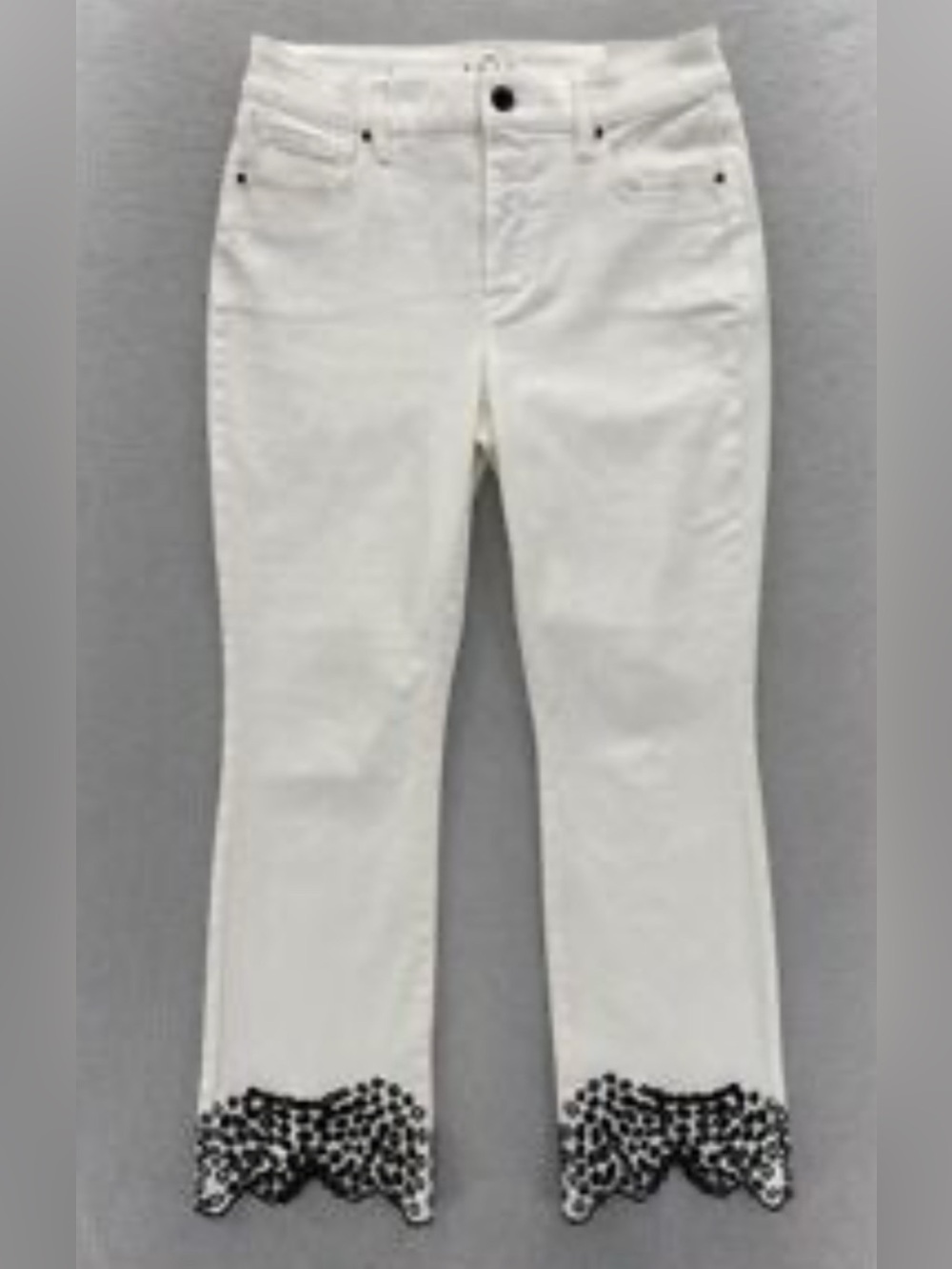 White House Black Market Women's Embroidered Hem Jeans